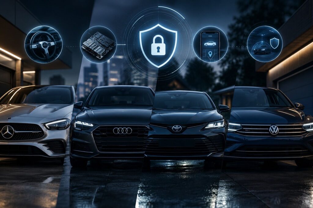 Zabezpieczenie Mercedes, Audi, Toyota i Volkswagen przed kradzieżą – 4 marki, 4 strategie ochrony